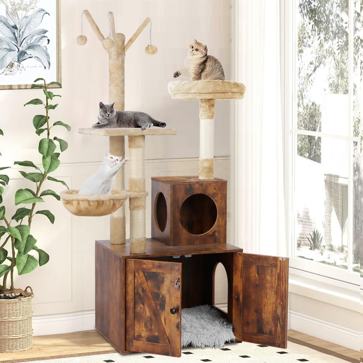 Timberer dimensiones-torre-gato: apta para gatos pequeños y medianos.
