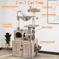 Timberer Gato Árbol con caja-arena Recinto para privacidad y control de olores.