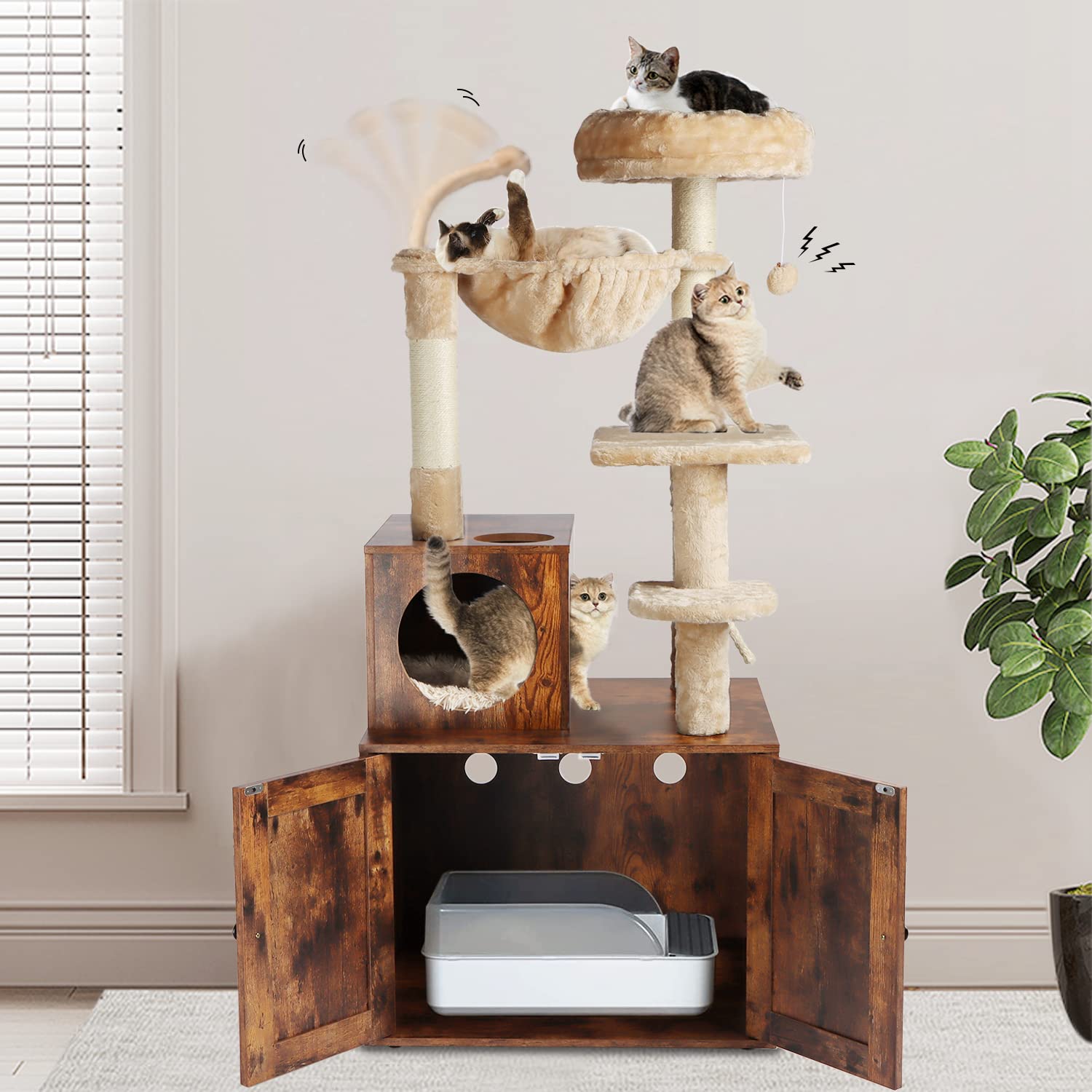 Timberer Gato Arbol Diseno Marron Rustico: mobiliario funcional para la sala