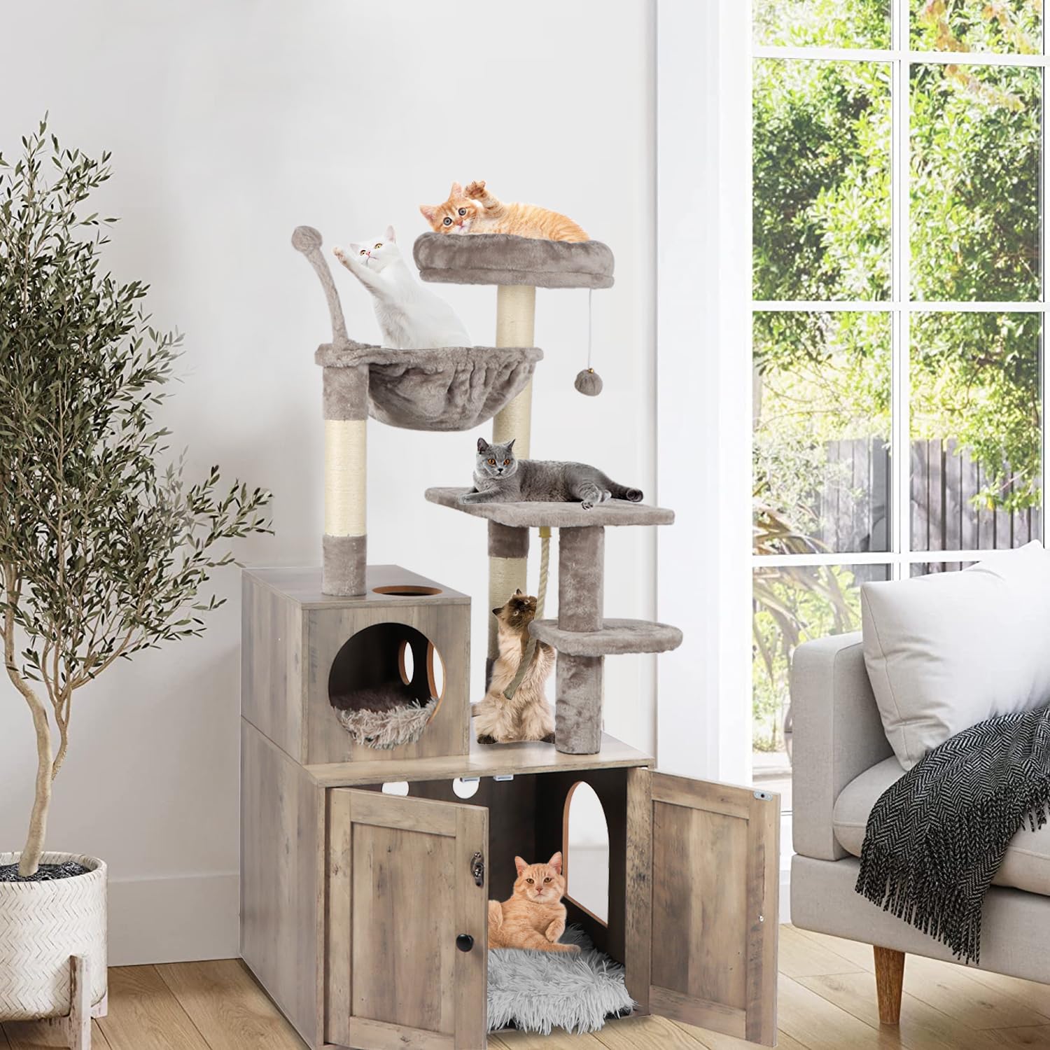 Timberer Gato Árbol Hamaca-relajacion para siestas tranquilas.