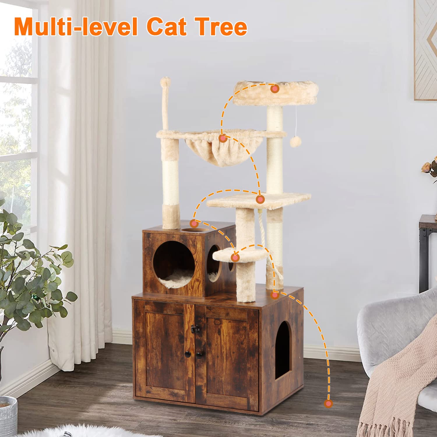 Timberer Gato Arbol Perch Acolchado: descanso cómodo tras jugar
