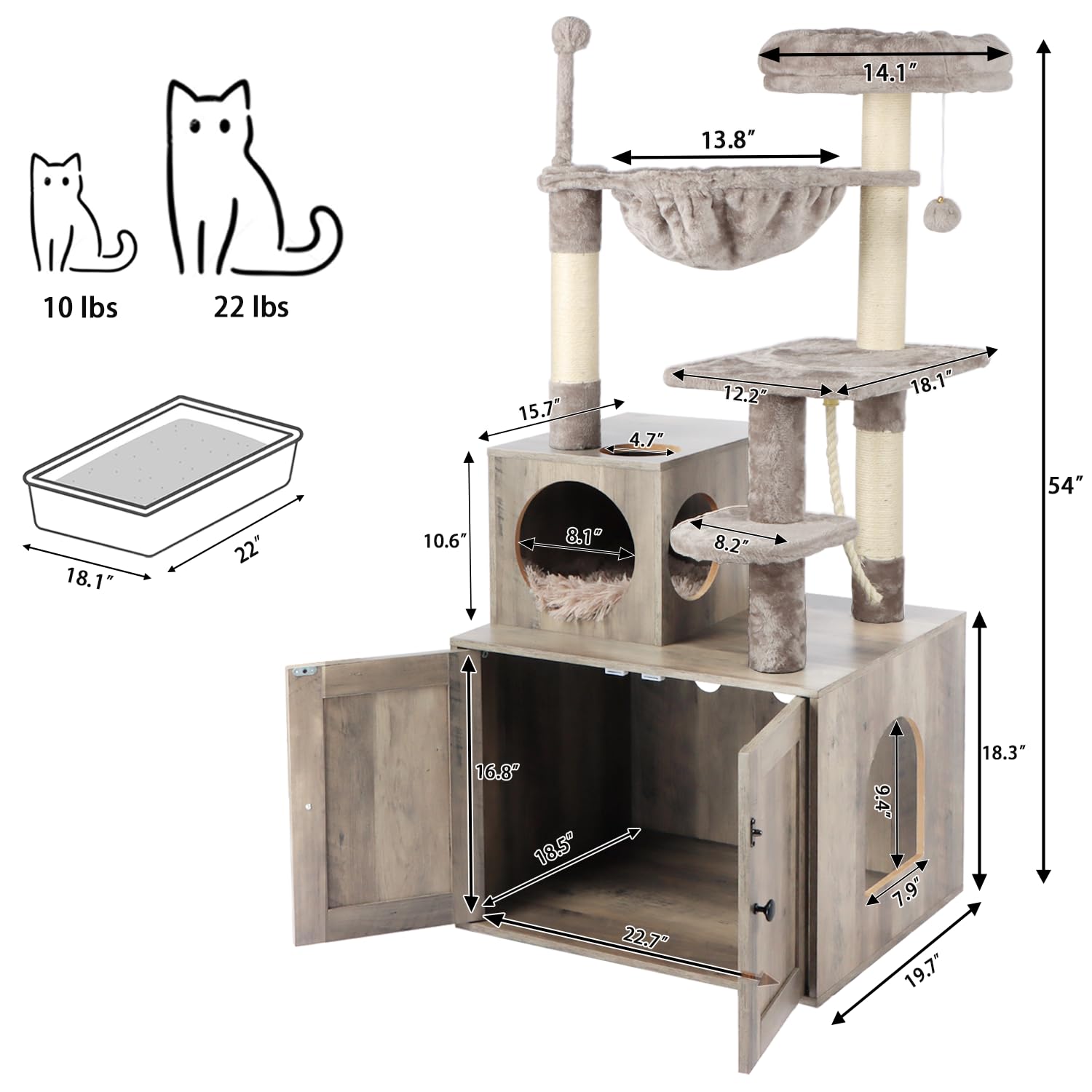 Timberer Gato Árbol Postes-rascado para canalizar garras y juego.