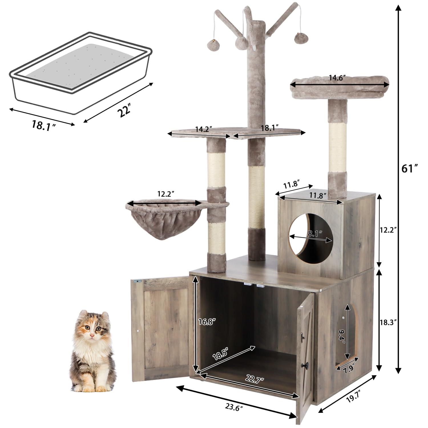 Timberer mueble-gato-gris-moderno: diseño contemporáneo que complementa la decoración.