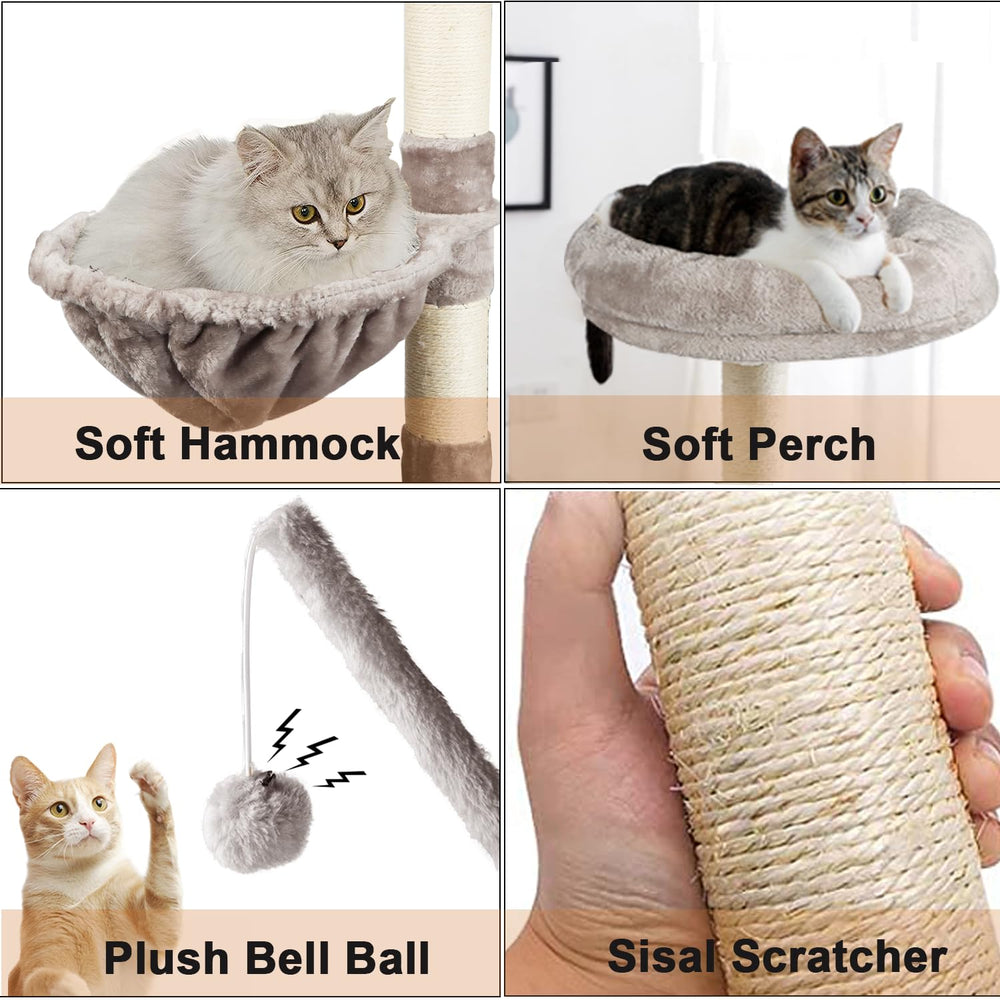 Timberer torre-gato-pompon-removibles: pompones intercambiables para entretener al gato.