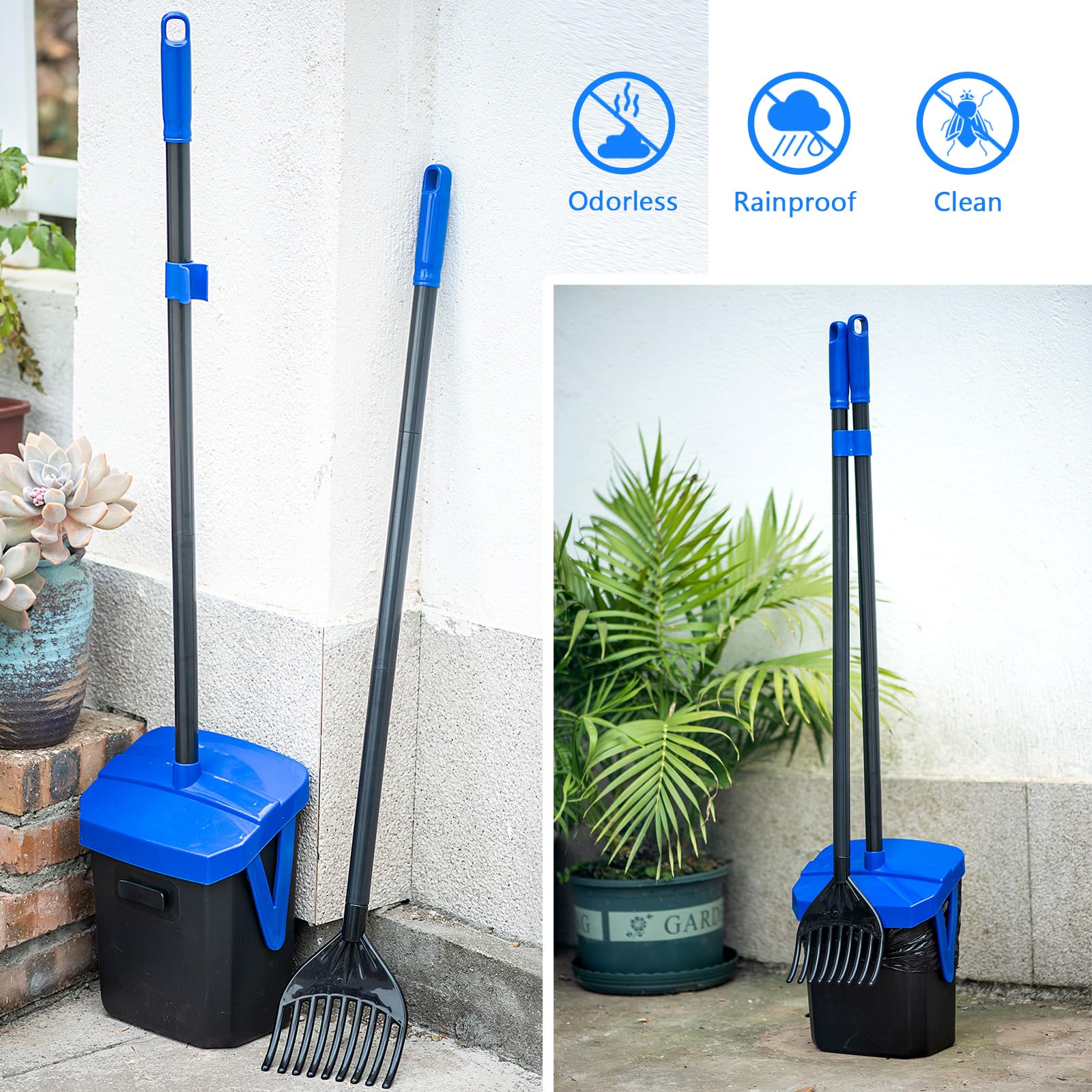 TIMINGILA Pooper Scooper con rastrillo para limpiar heces con poco esfuerzo