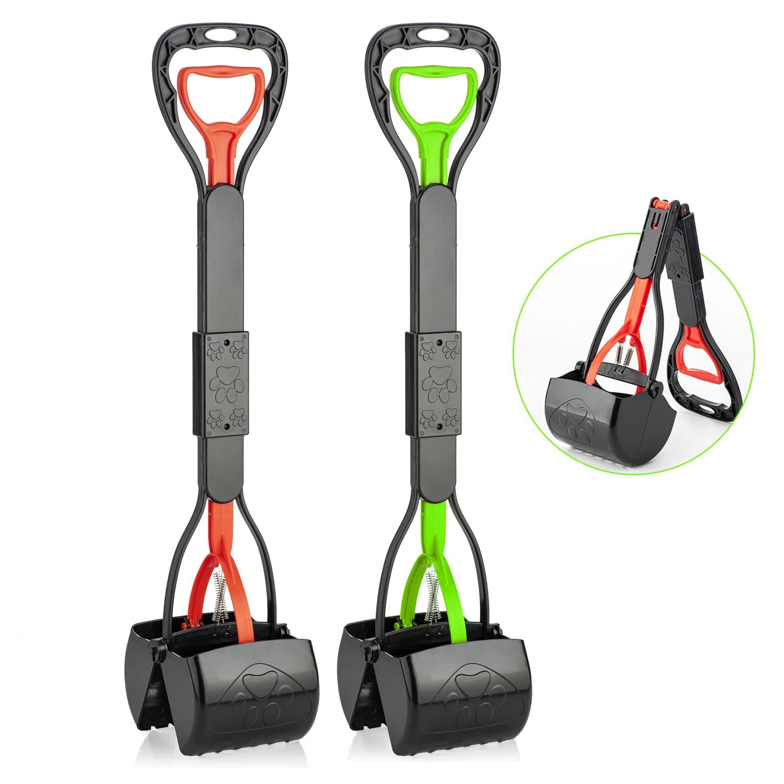 TIMINGILA Pooper Scooper con mango largo para recoger excrementos sin doblarse en el jardín