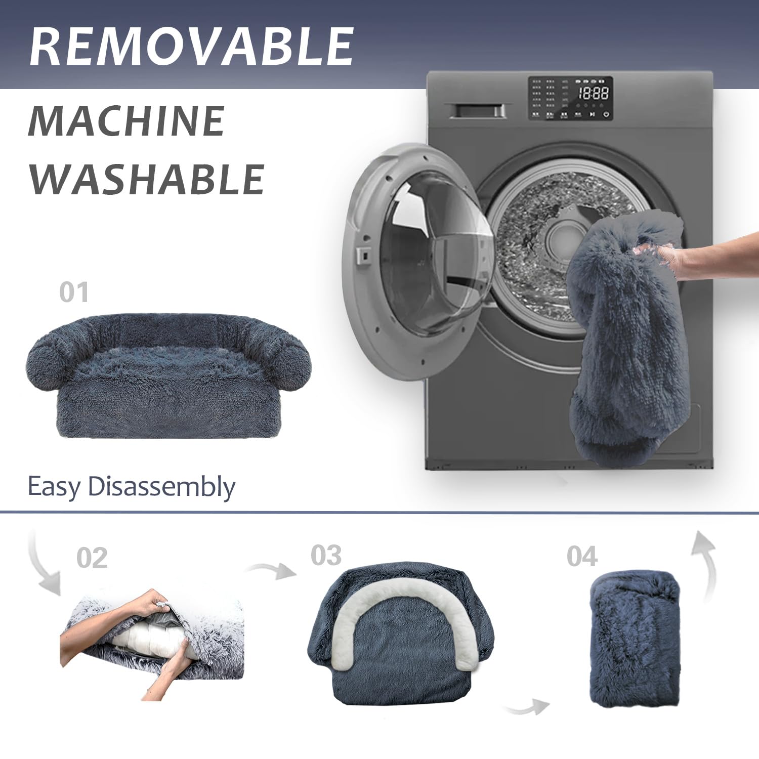 Tinaco base-antideslizante mantiene estable la cama para mascotas.