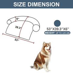 Tinaco cama-manta para perros y gatos, vista lateral, soporte estable.