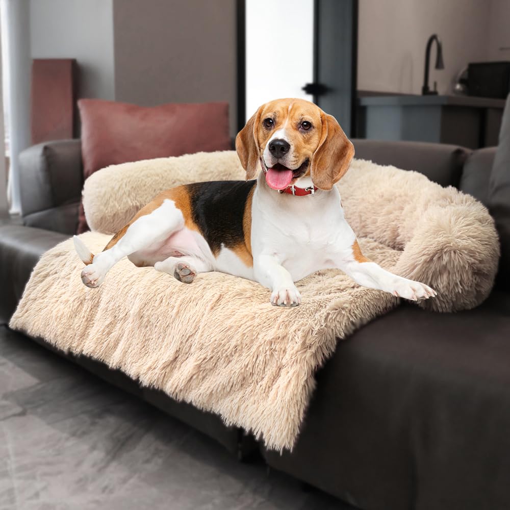 Tinaco cama-mascota lujo beige: descanso suave para perros y gatos.
