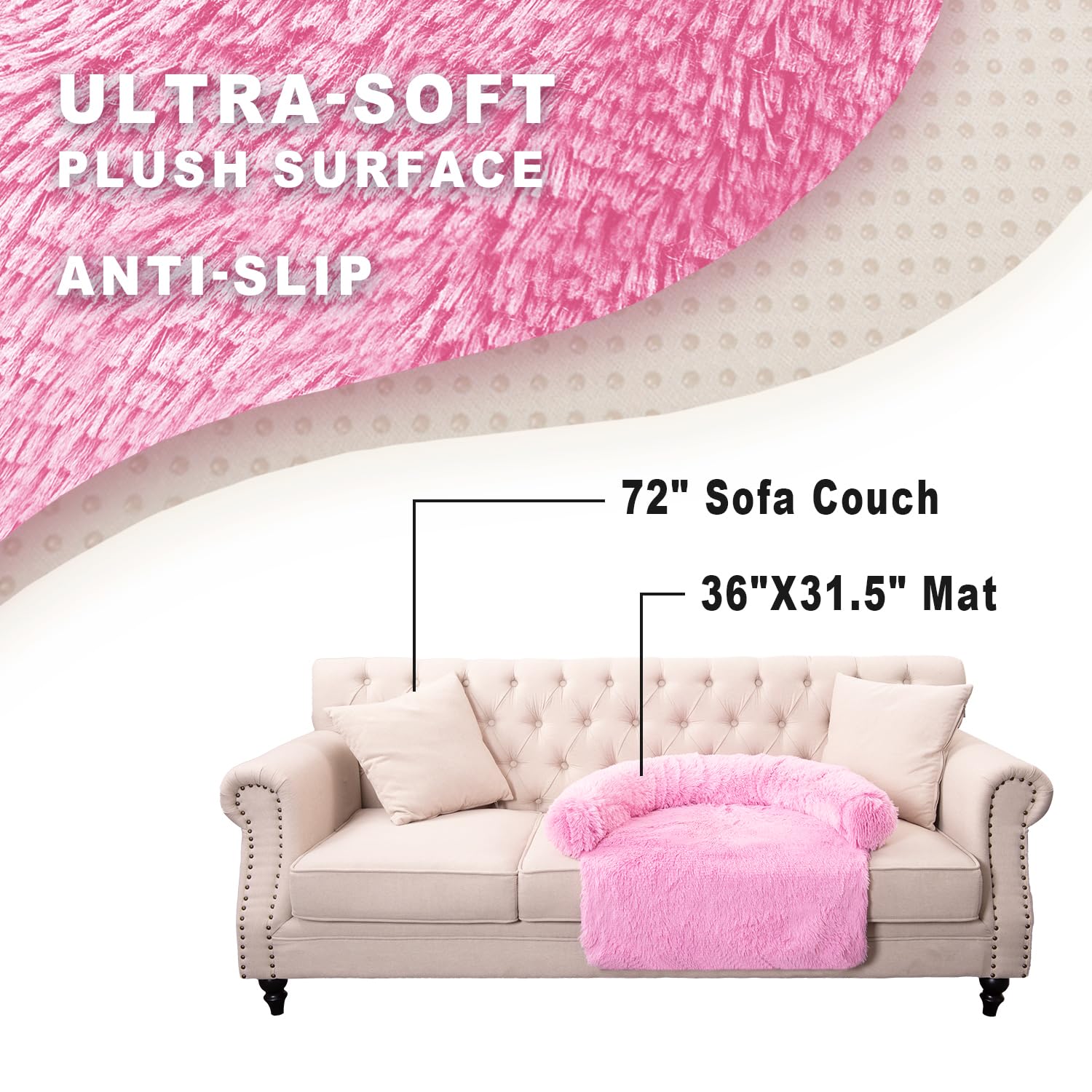 Tinaco cama peluche rosa superficie suave para dormir cómodo.
