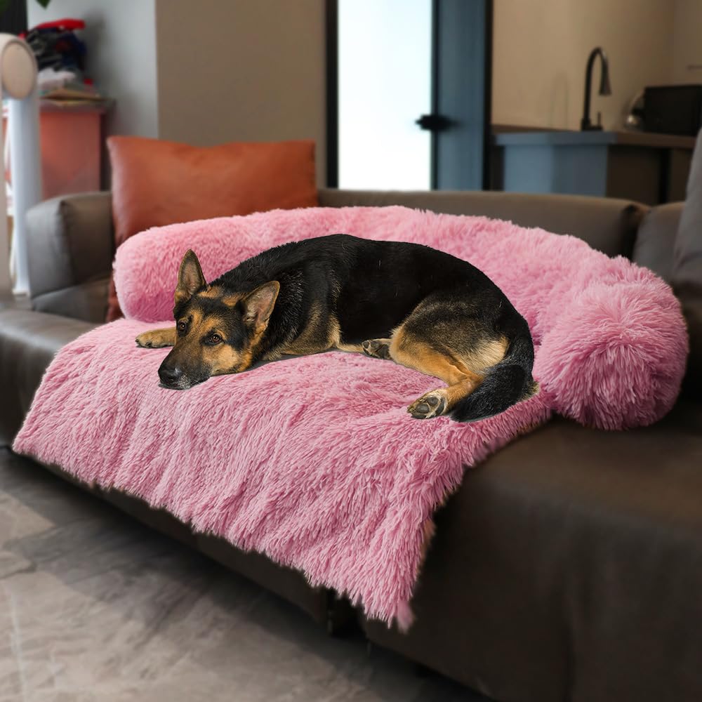 Tinaco cama para perros y gatos de peluche suave, ideal para descanso cómodo en casa.