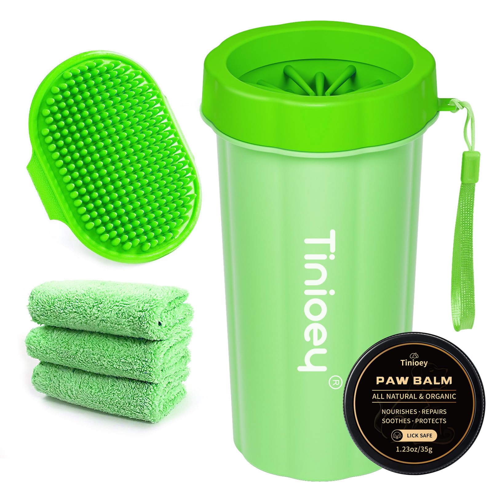 Tinioey limpiapatas para perros grandes en taza, limpieza rápida y cómoda.