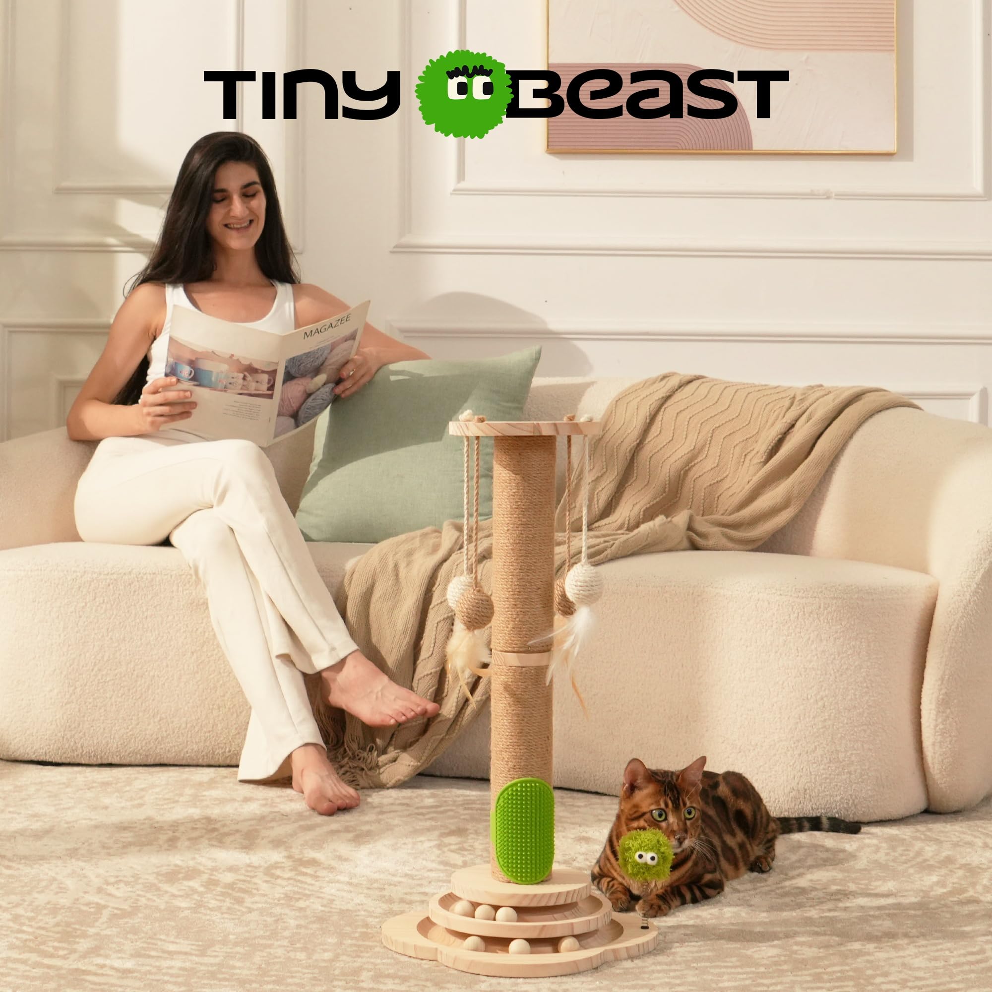 TinyBeast bolas colgantes de pluma, fomentan saltos y persecución.