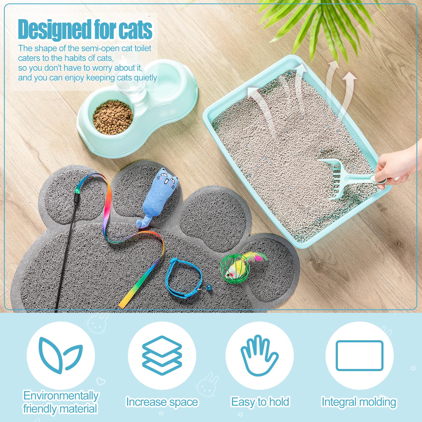 Tioncy alfombra de patas para gatos, antideslizante y fácil de limpiar.