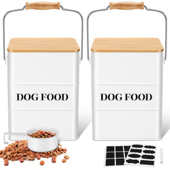 Tioncy contenedores de alimento para perro de metal, dos piezas, con acceso fácil.
