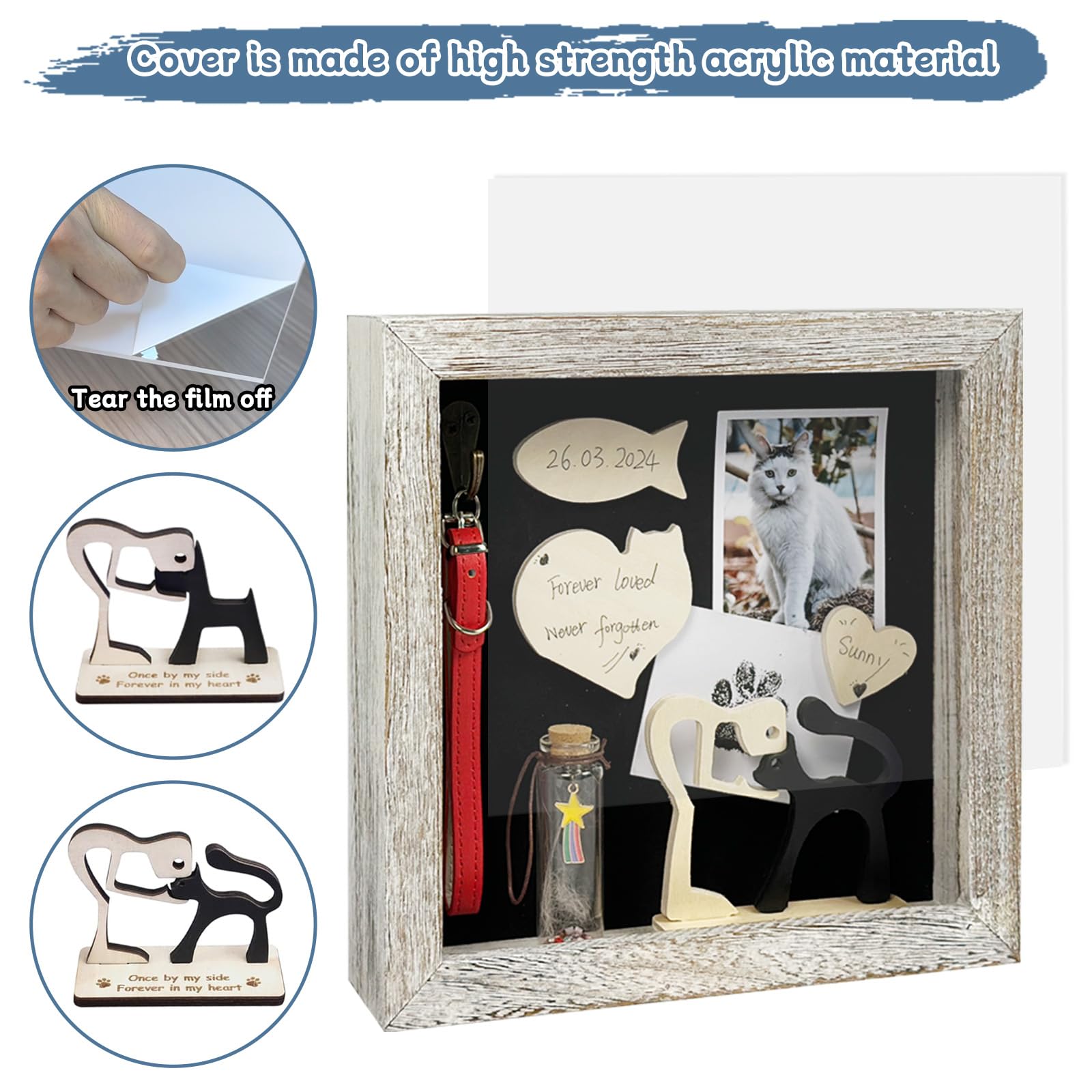 TIOTG caja memorial, detalle de soporte de collar metal para recuerdos
