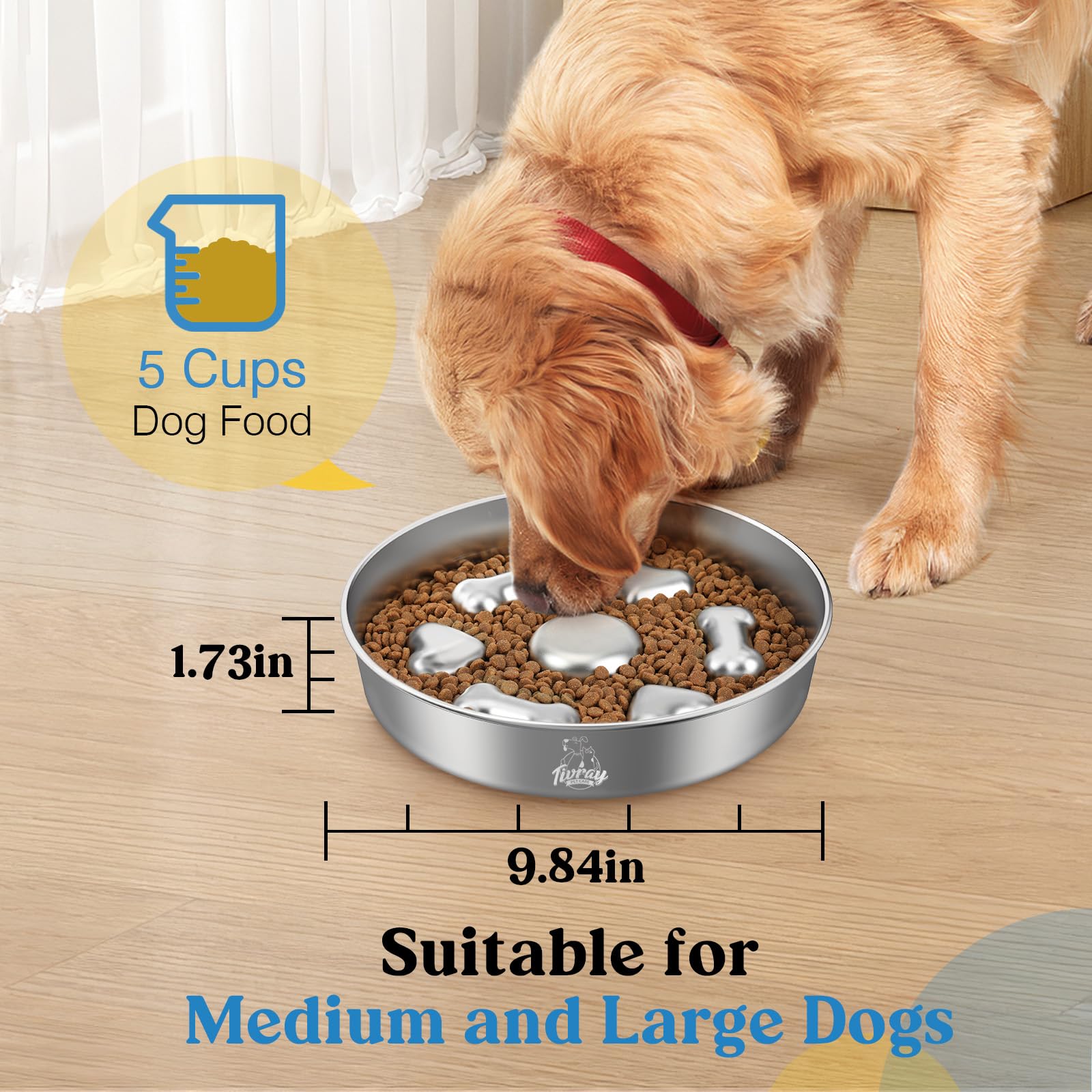Cuenco Tivray de acero inoxidable 304, duradero y seguro para la ingesta de tu mascota