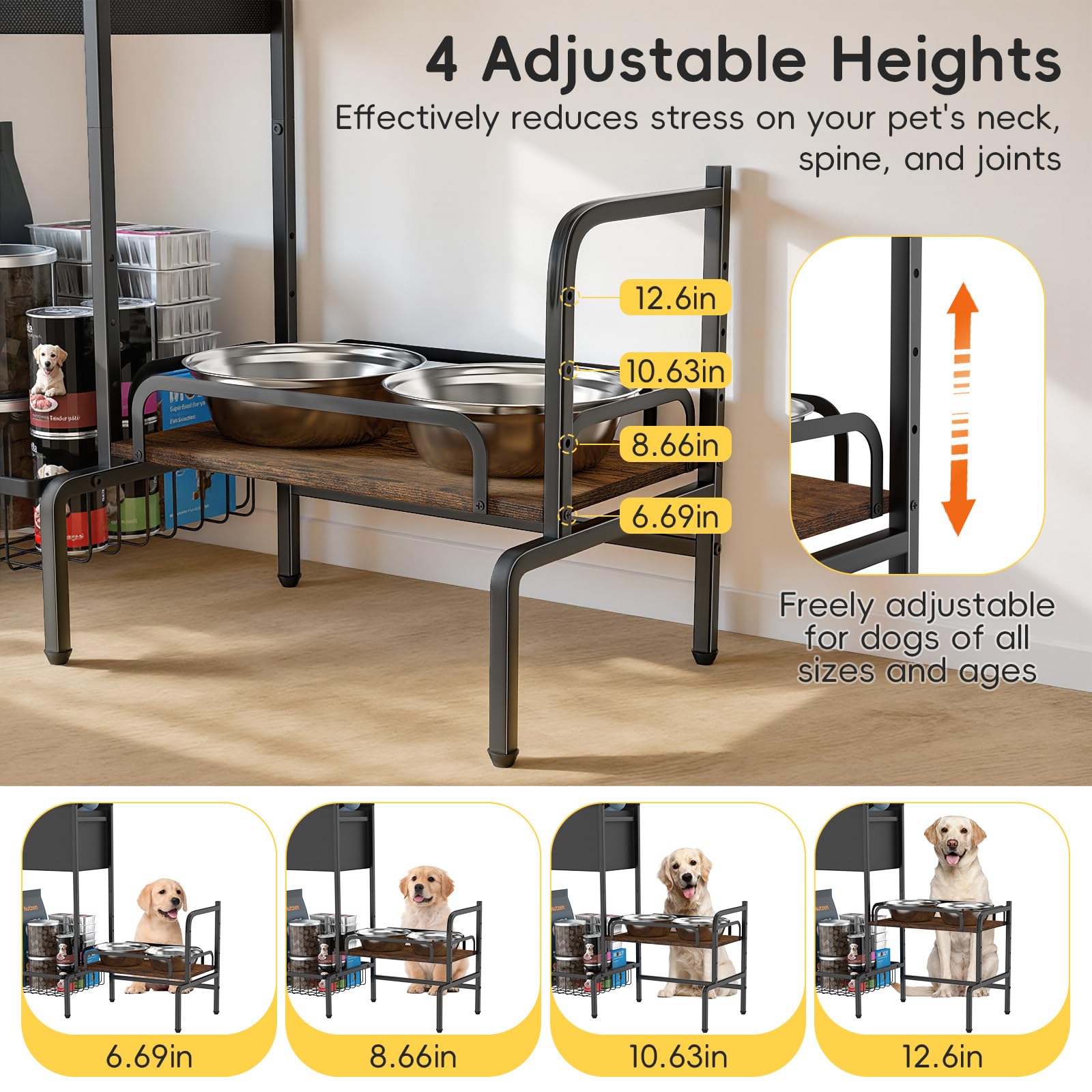 Tivray ajustes alturas perro elevado, permite adaptar la altura ideal para cada mascota.