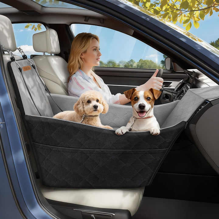 Tivray asiento elevado para perro en coche mejora la vista exterior y la calma.