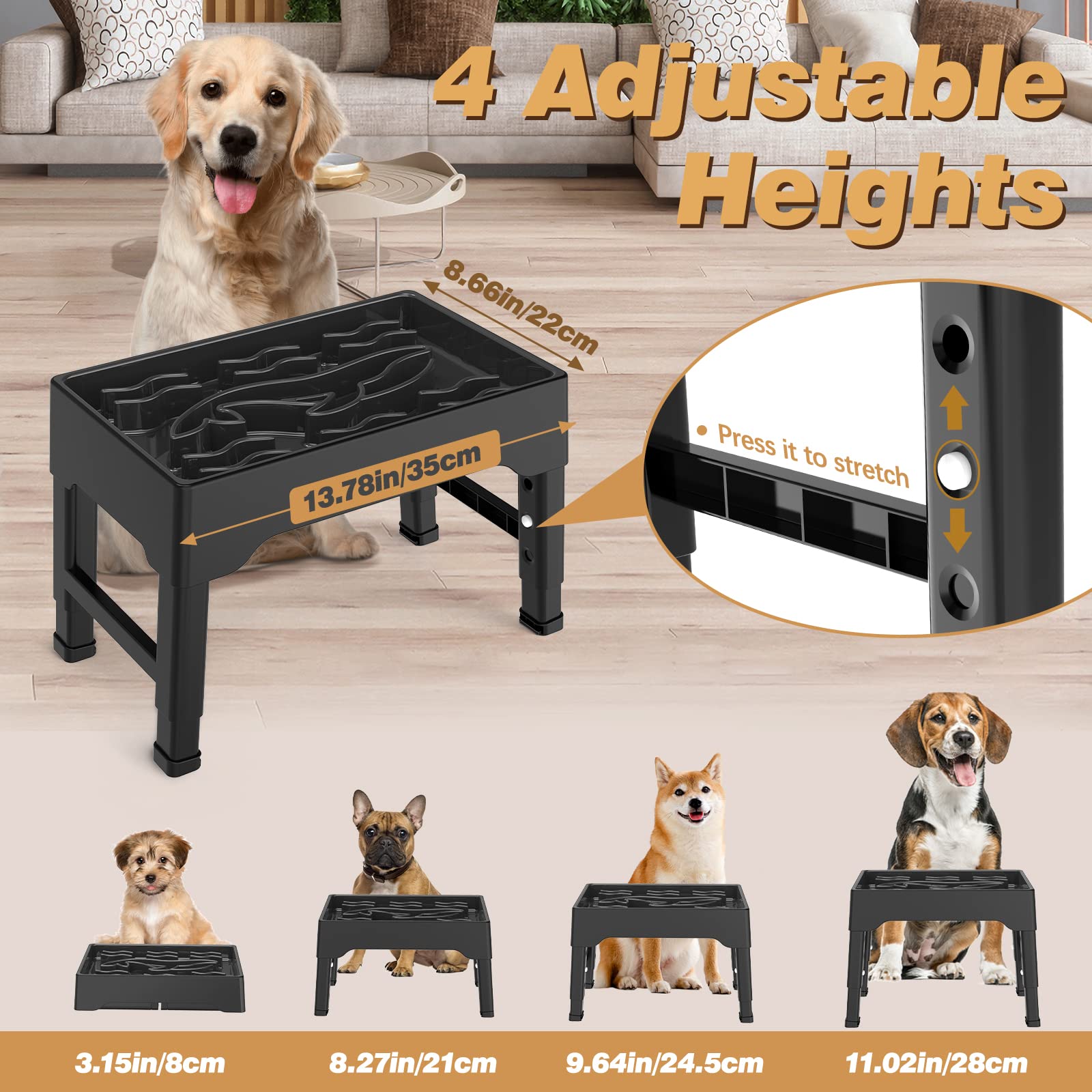 Tivray comedero elevado con ajustes de altura, ideal para perros en crecimiento.