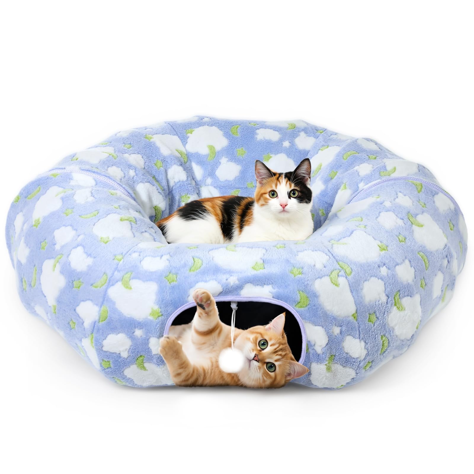Tivray tunel gato 35pulgadas con bola: fomenta juego y exploración.