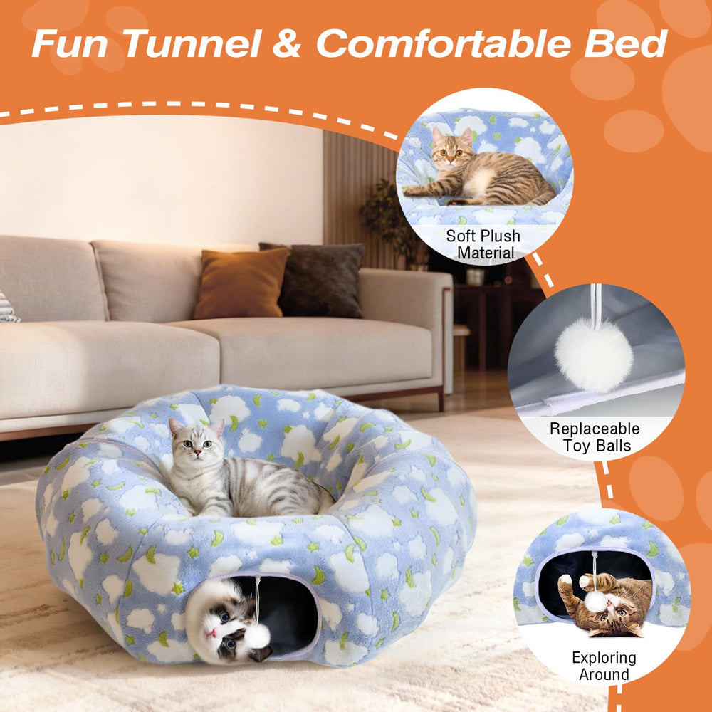 Tivray tunel gato cojin circular refugio cómodo y cálido.