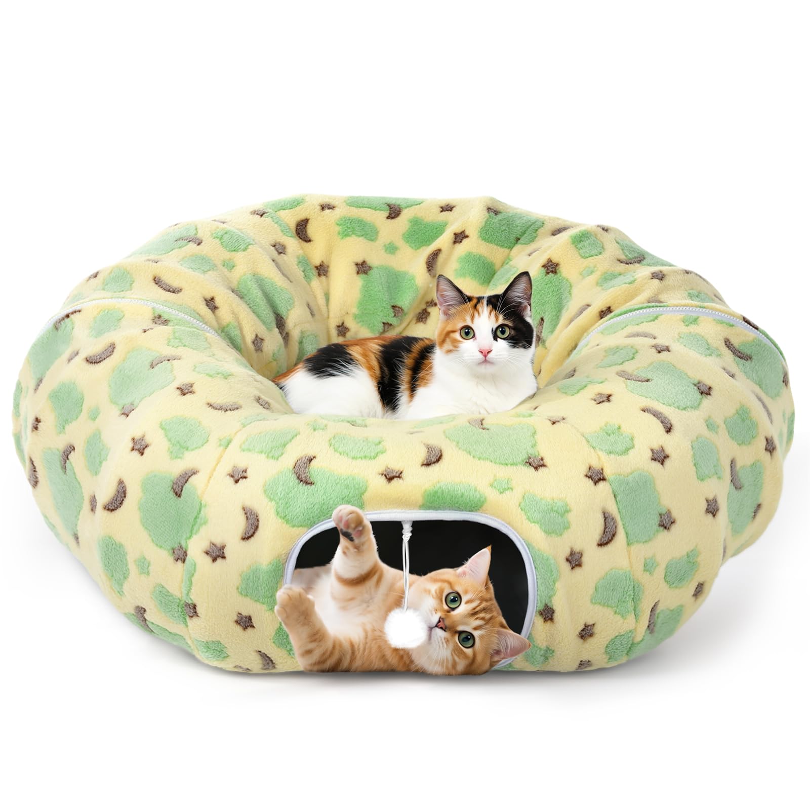 Tivray tunel gato con bola de peluche para juego interactivo