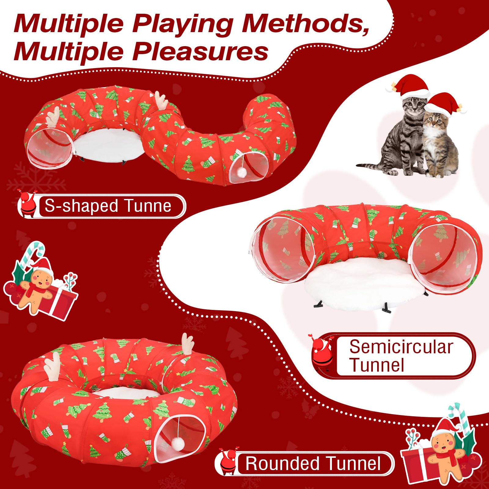 Tivray tunel-gato con pelotas-juguete que estimula juego interactivo