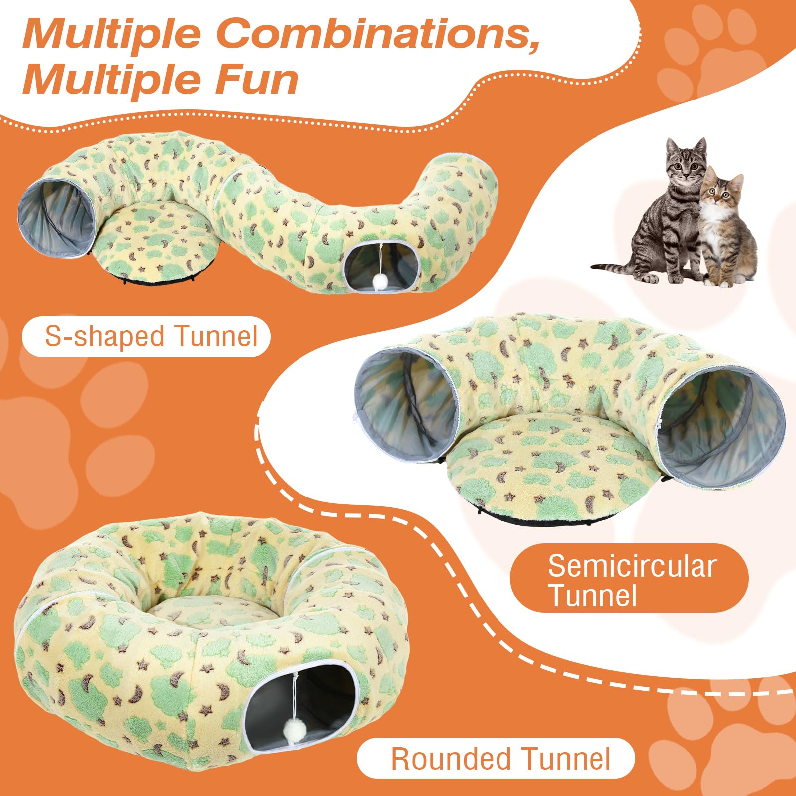 Tivray tunel gato con diseño 2-en-1 para variedad de juego