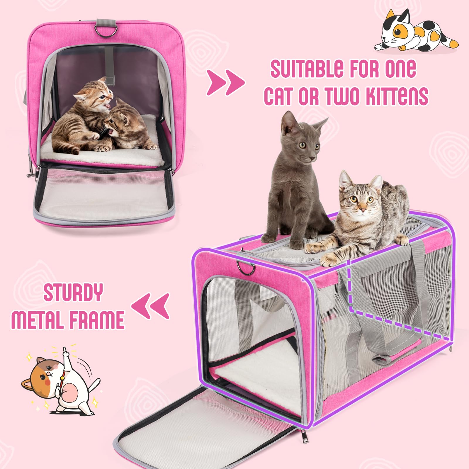 TIYOLAT porta-gato grande bolsillos laterales para accesorios