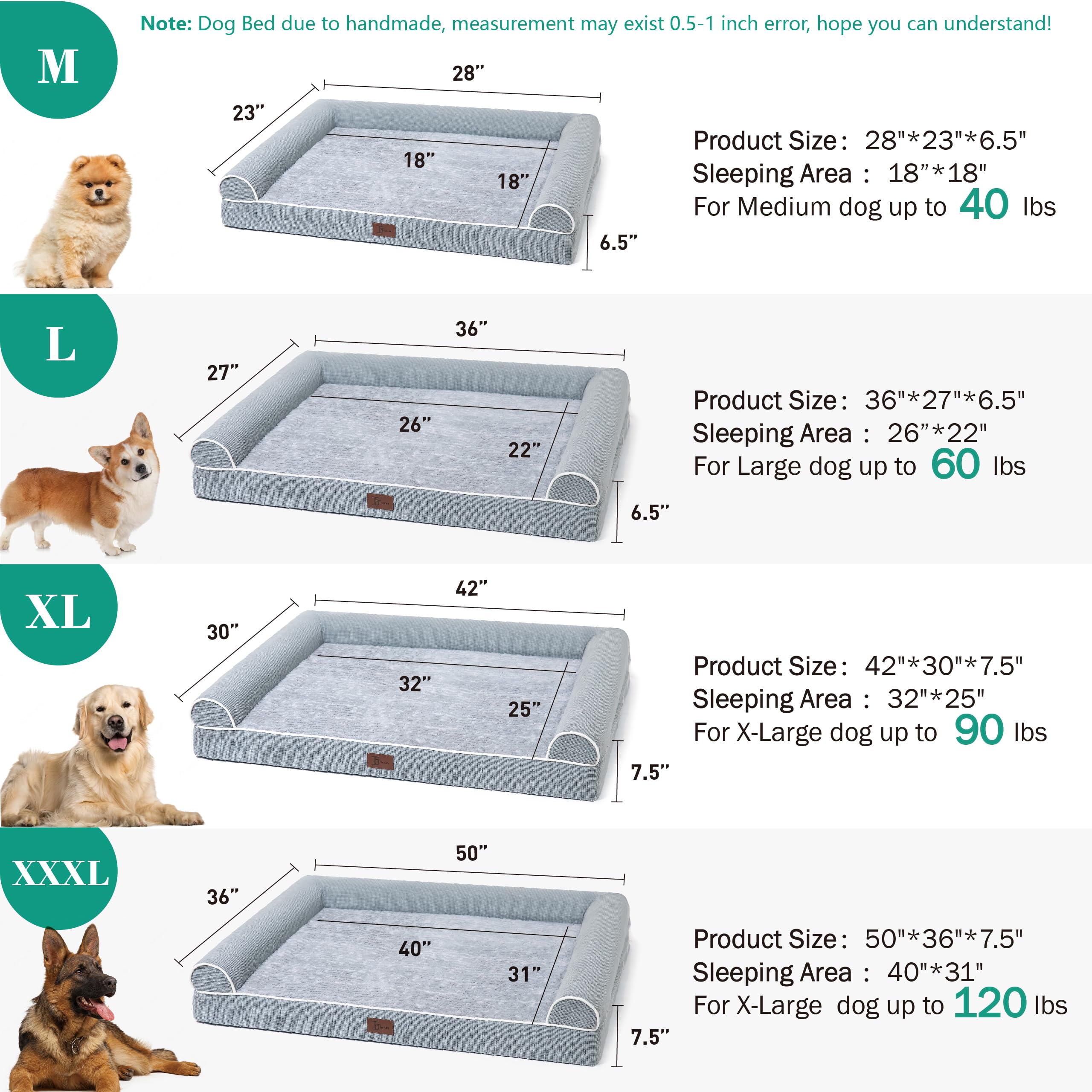 Variedad de tallas TJSOULER para perros de distintos tamaños.