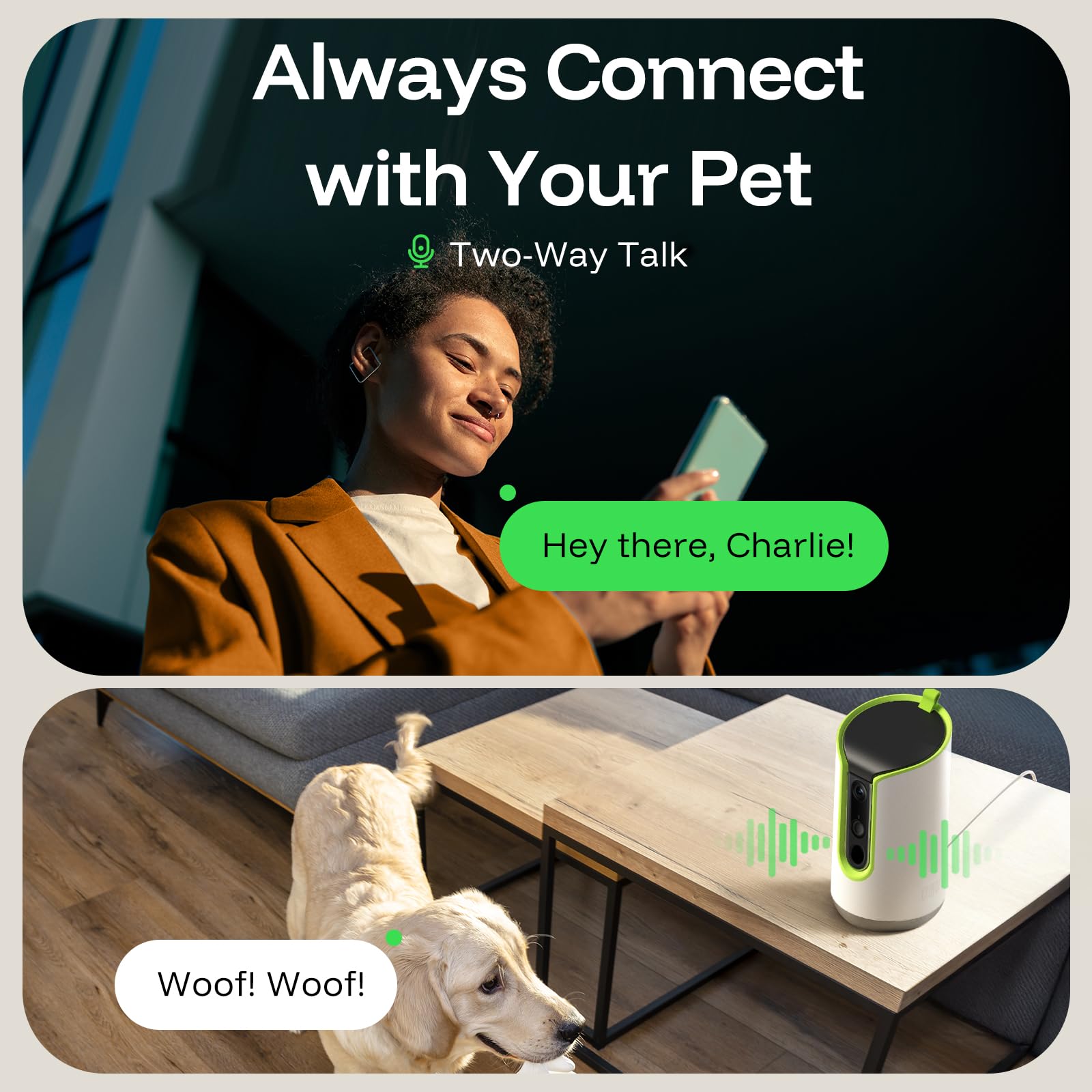 Voz bidireccional de TKENPRO para calmar a tu mascota desde casa.