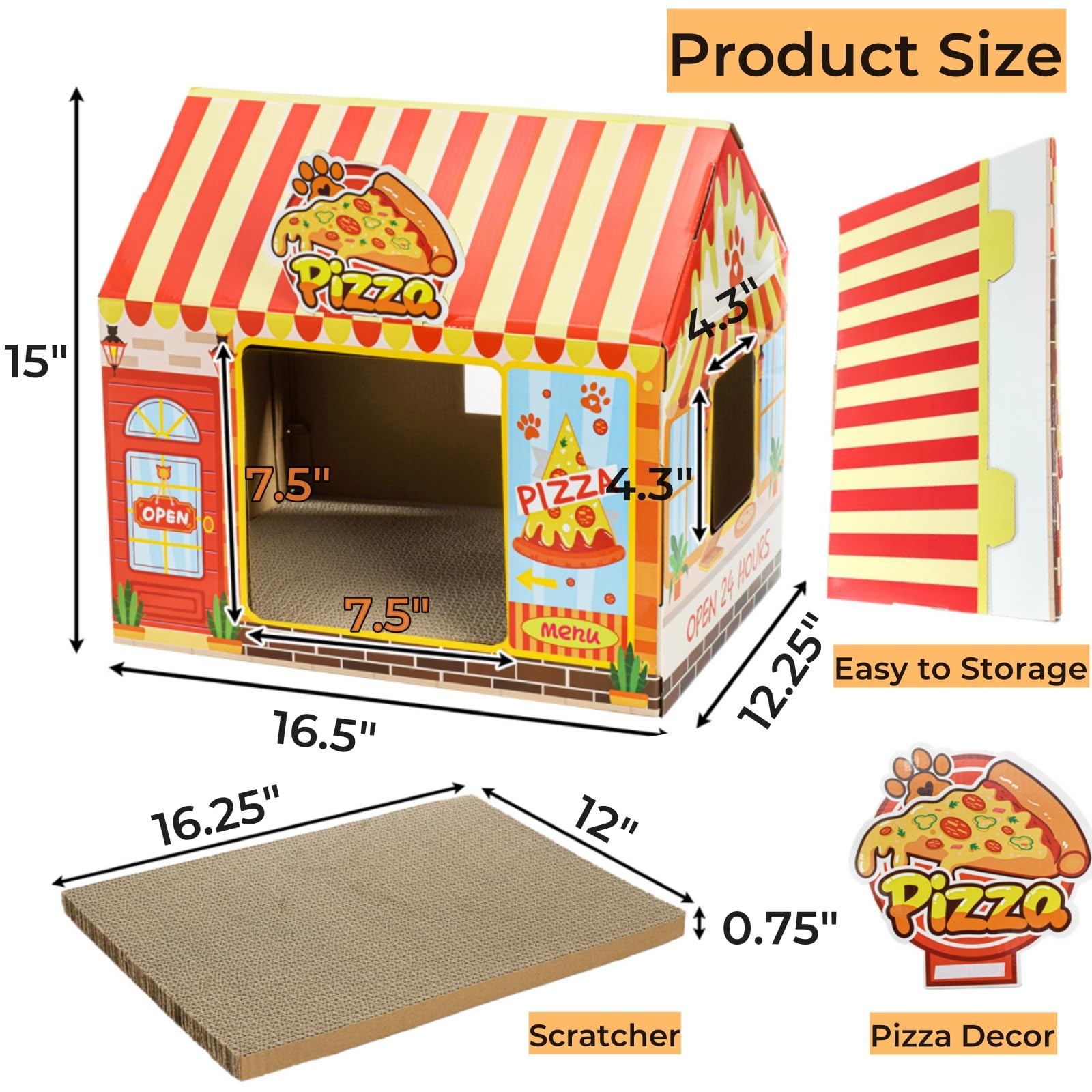 Tlence diseño de pizza para gatos, atractivo y práctico en espacios reducidos.
