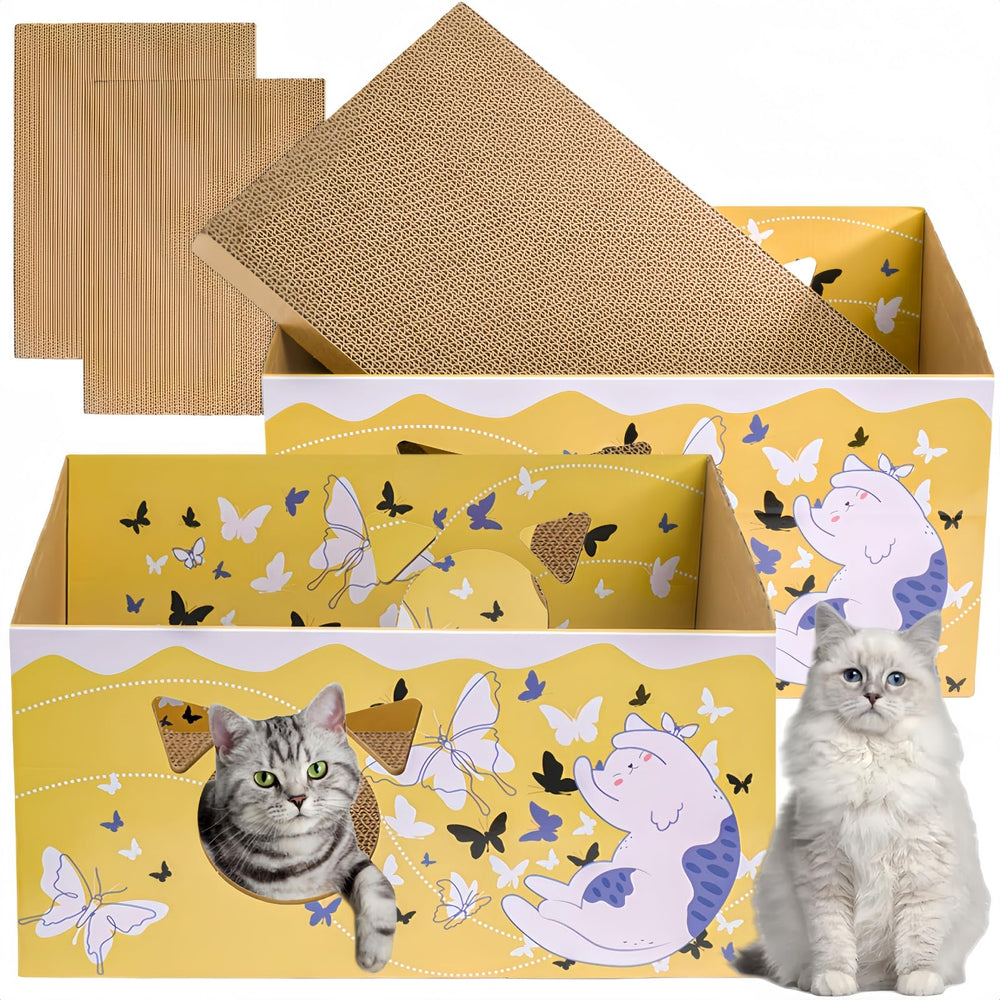 Tlence dos-pack cajas rascador gato doble cara para rascar y descansar