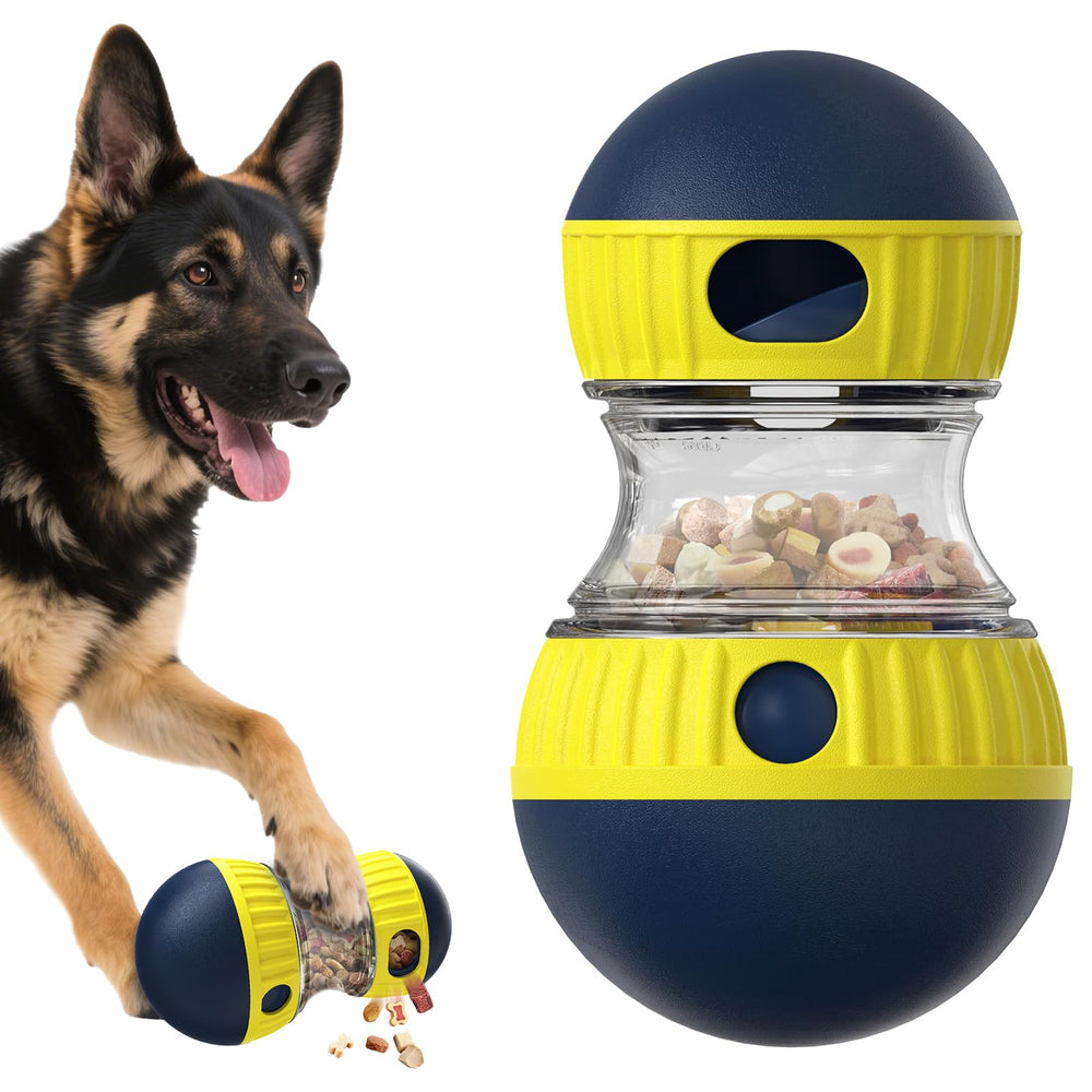TLKNG Juguete de enriquecimiento con bola dispensadora para perros, fomenta juego interactivo.