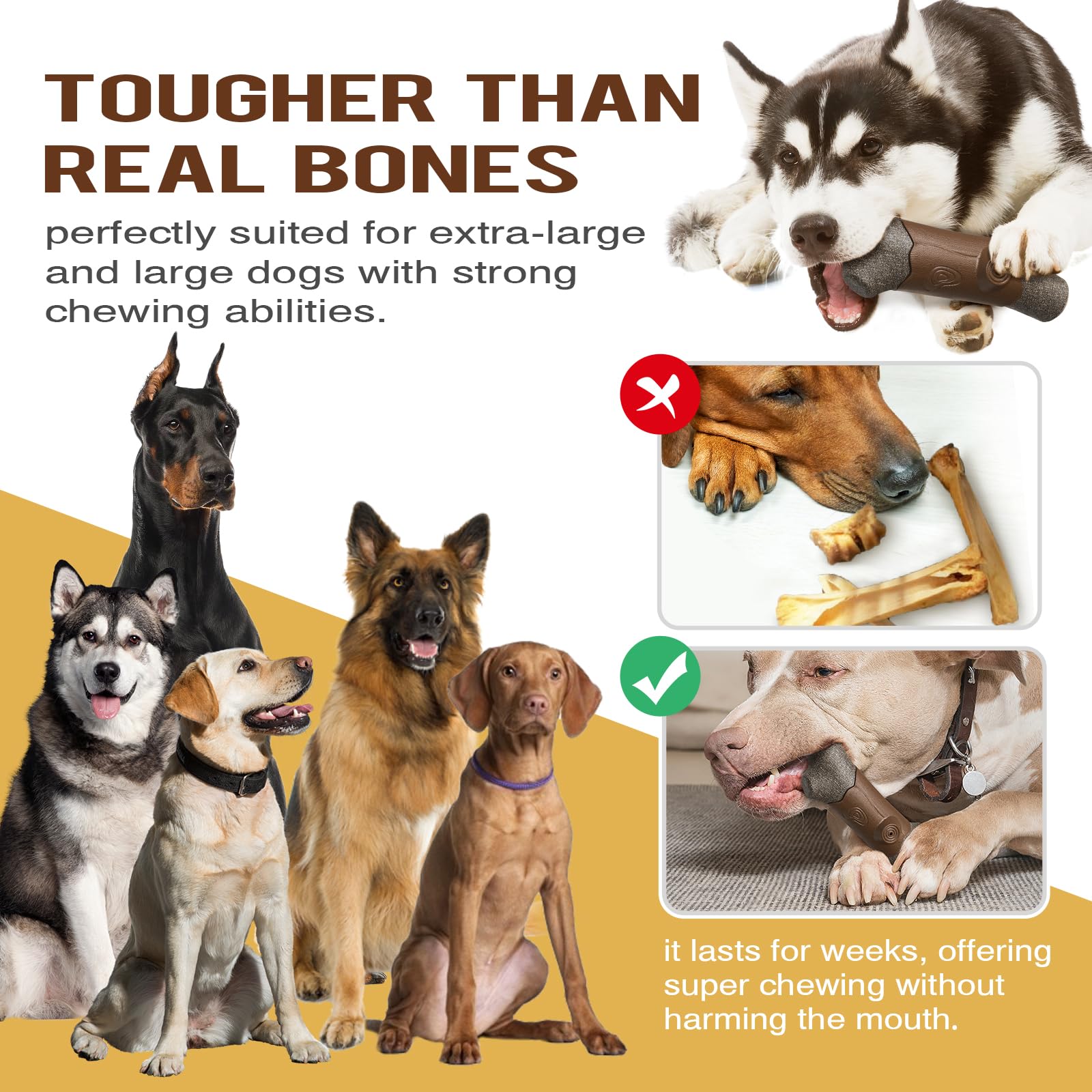TLKNG Juguete limpieza dientes para perro con superficie dentada y TPR seguro.