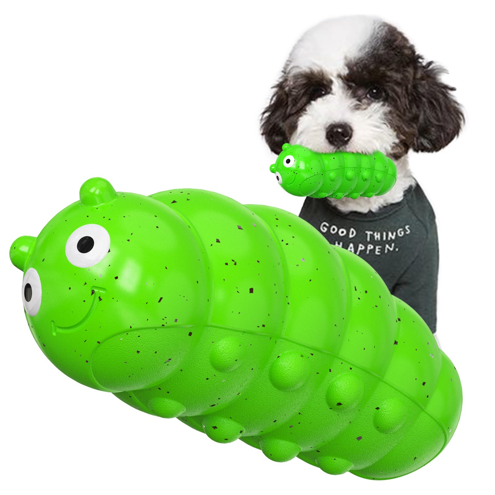 TLKNG larva verde: juguete bouncy para perros medianos y grandes.