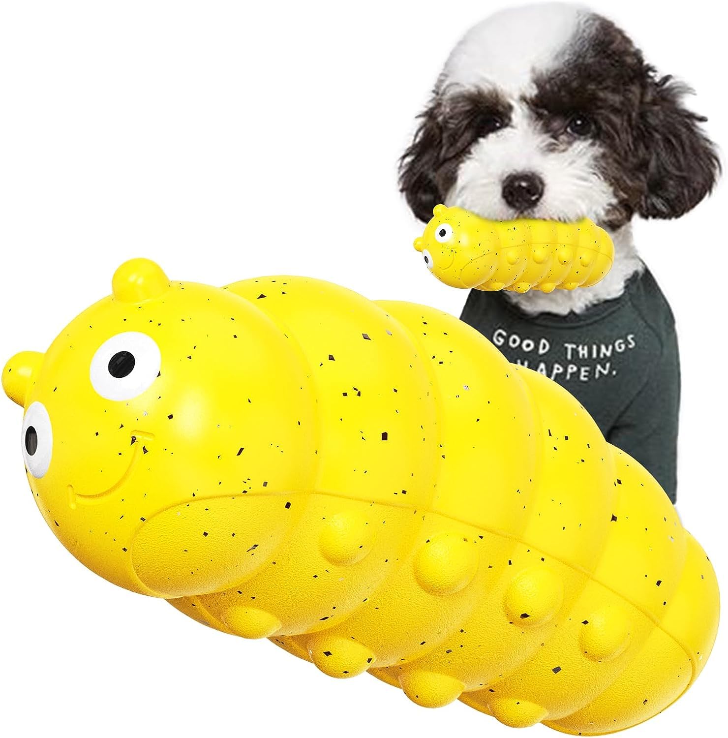 TLKNG larva saltarina: juguete amarillo para juego y entrenamiento.