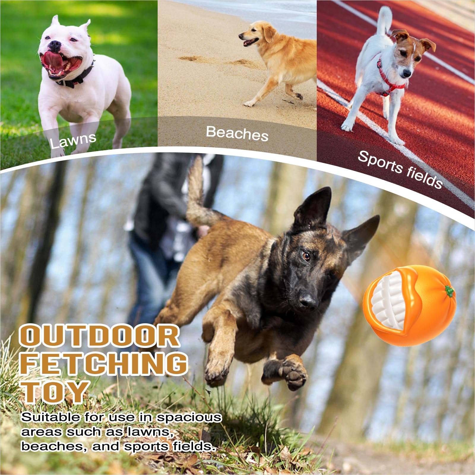 TLKNG Pelota naranja, construcción duradera para perros medianos y grandes.