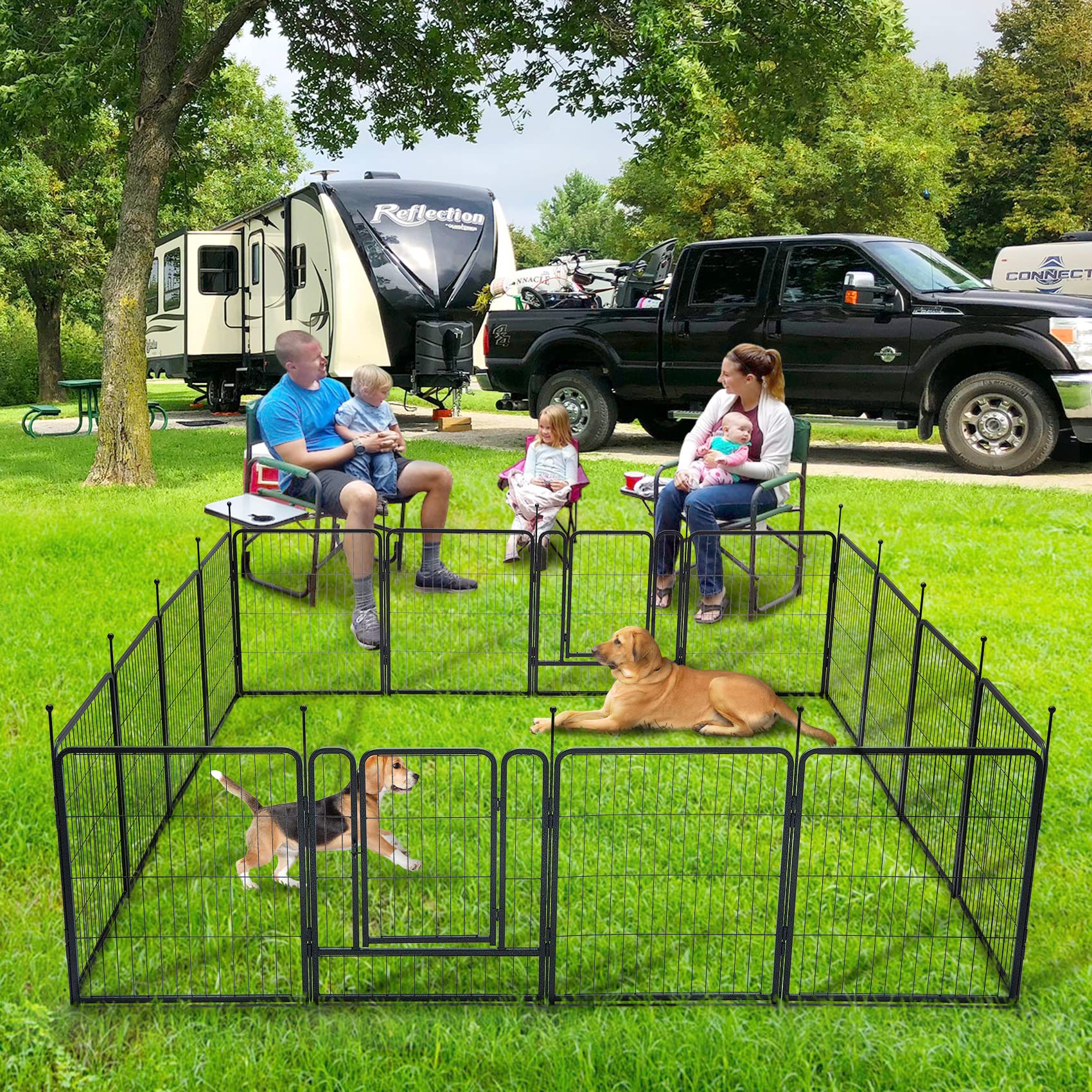 TMEE corral para perros con paneles de dieciséis, altura adecuada para perros activos.
