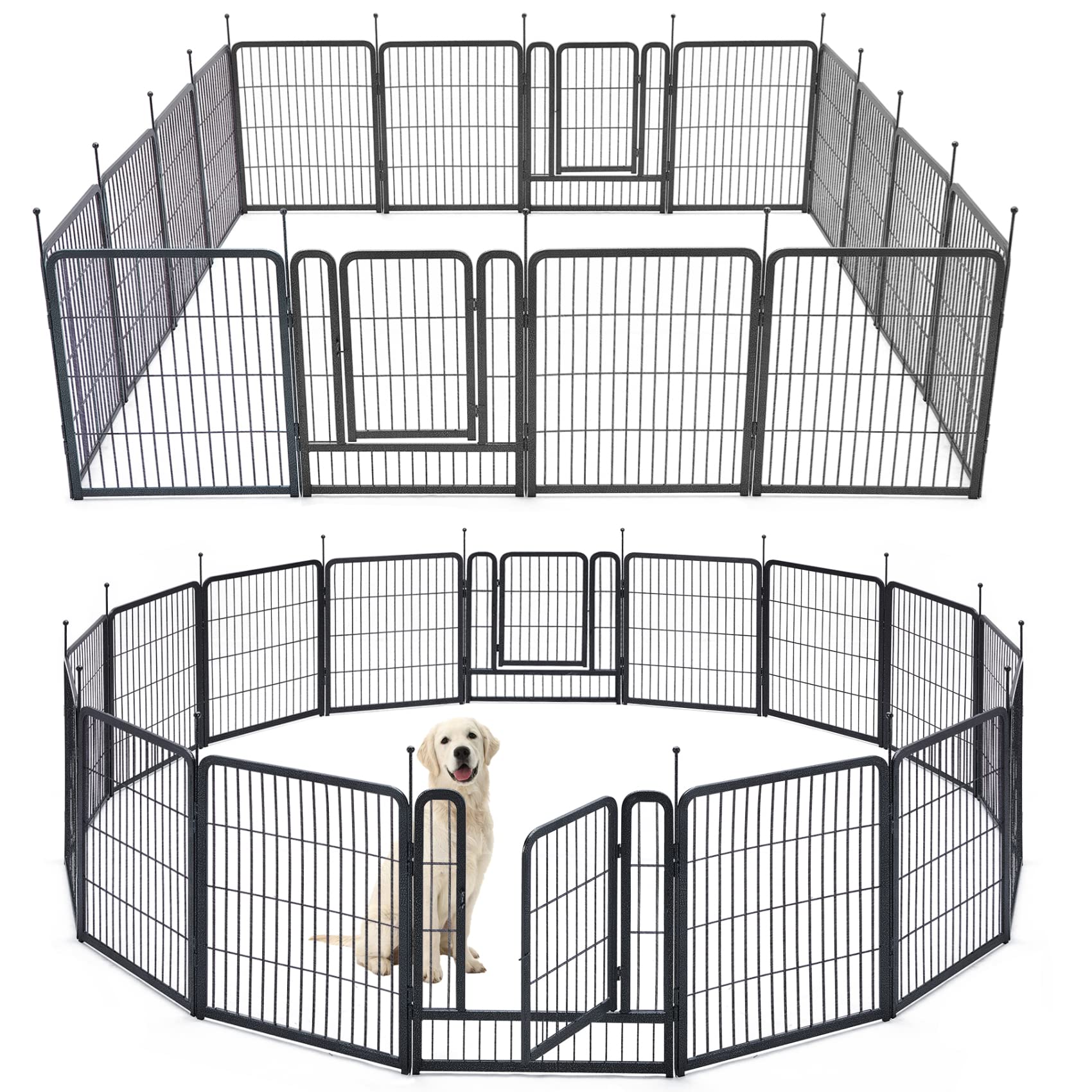 TMEE corral para perros con paneles de ocho, ideal para patio y juego al aire libre.