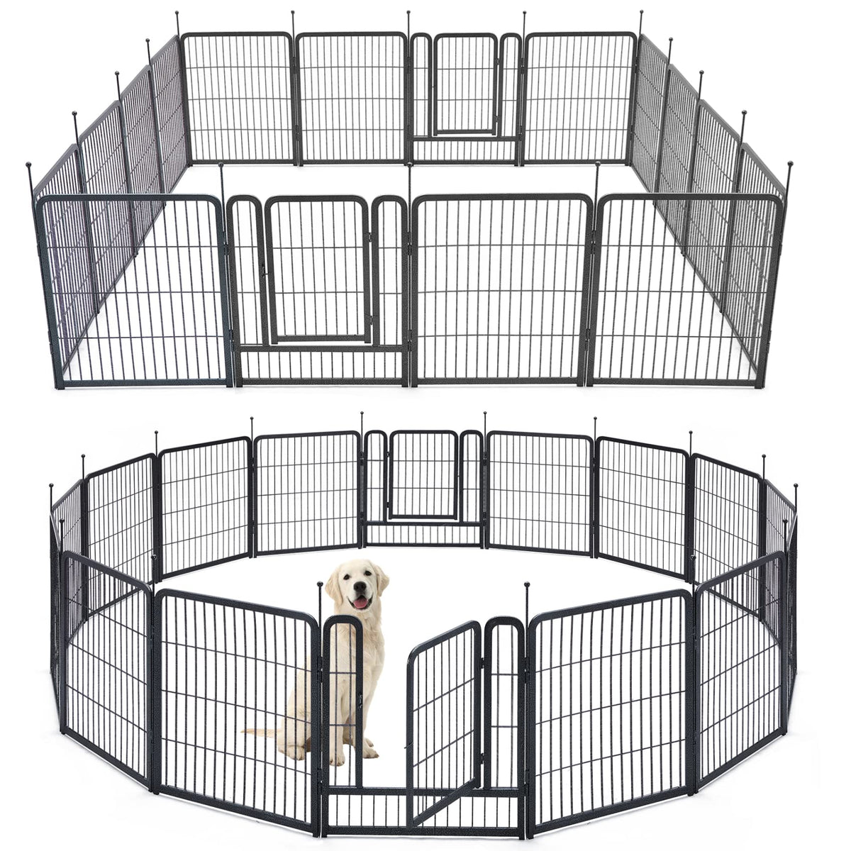 TMEE corral para perros con paneles de ocho, ideal para patio y juego al aire libre.