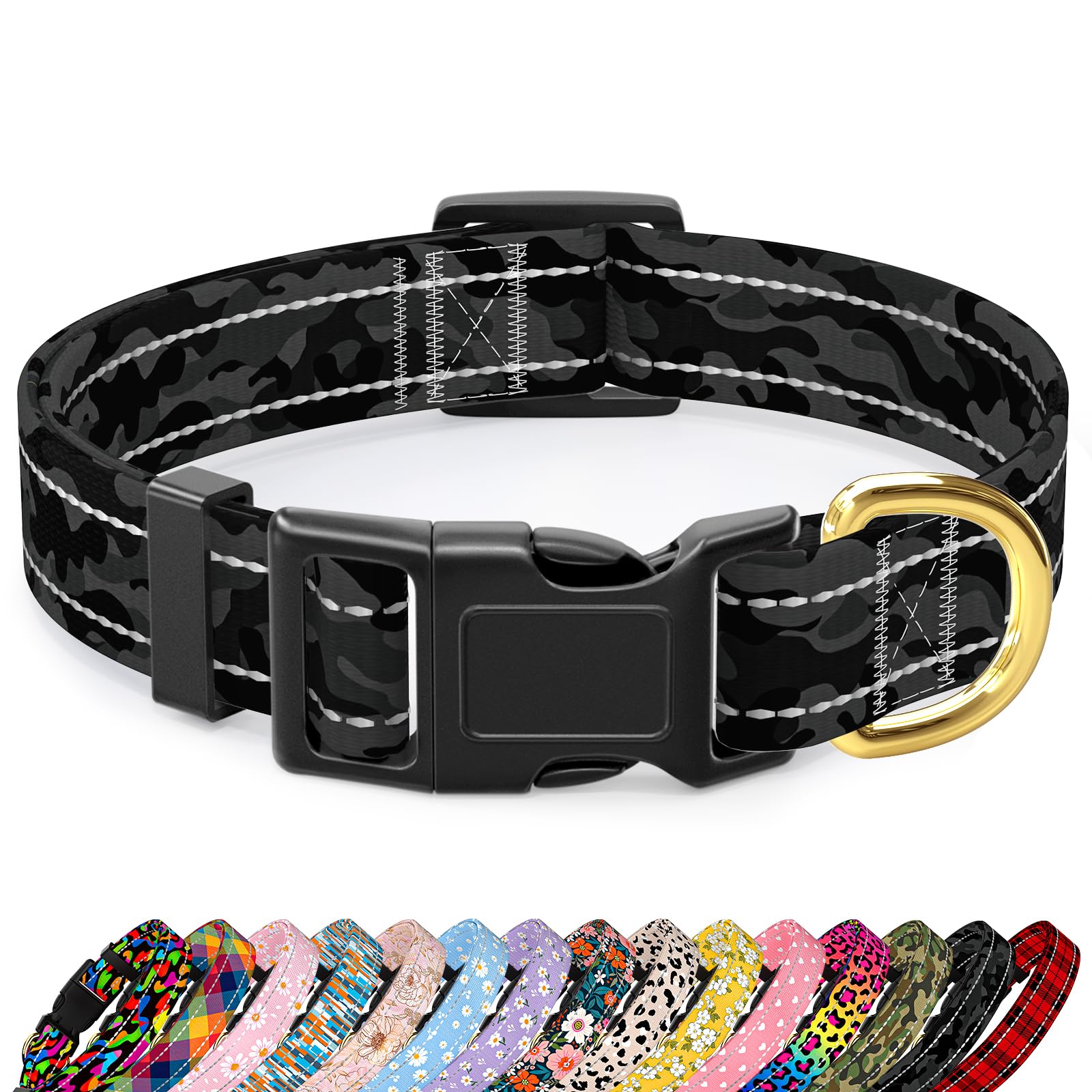 TMOODEL collar reflectante con camuflaje para perros grandes, alta visibilidad nocturna