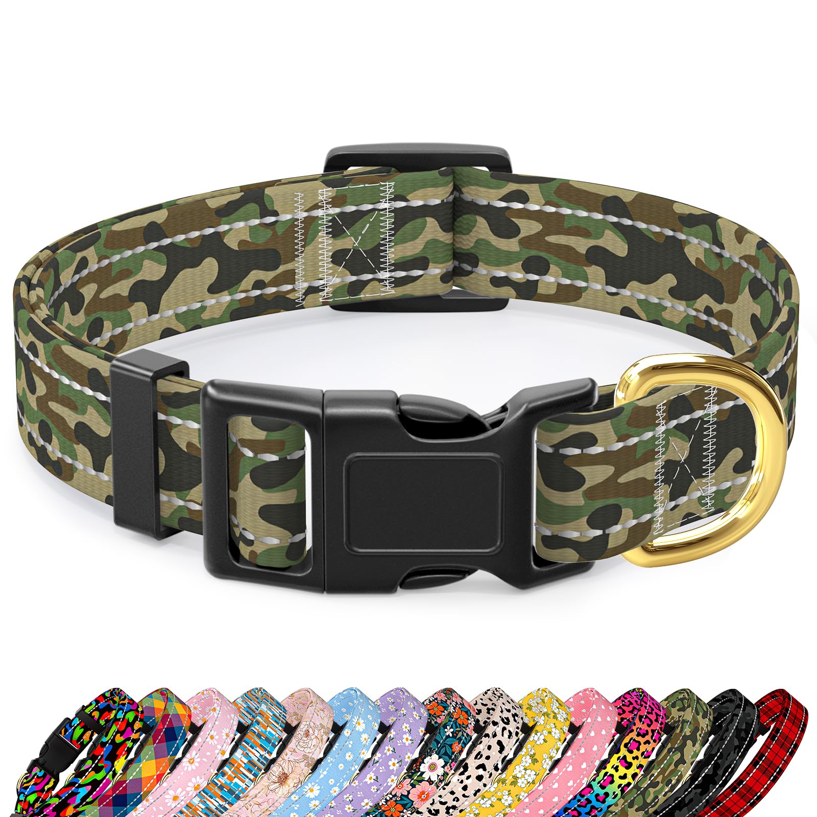 Collar reflectante TMOODEL para perro grande con camuflaje y visibilidad nocturna.
