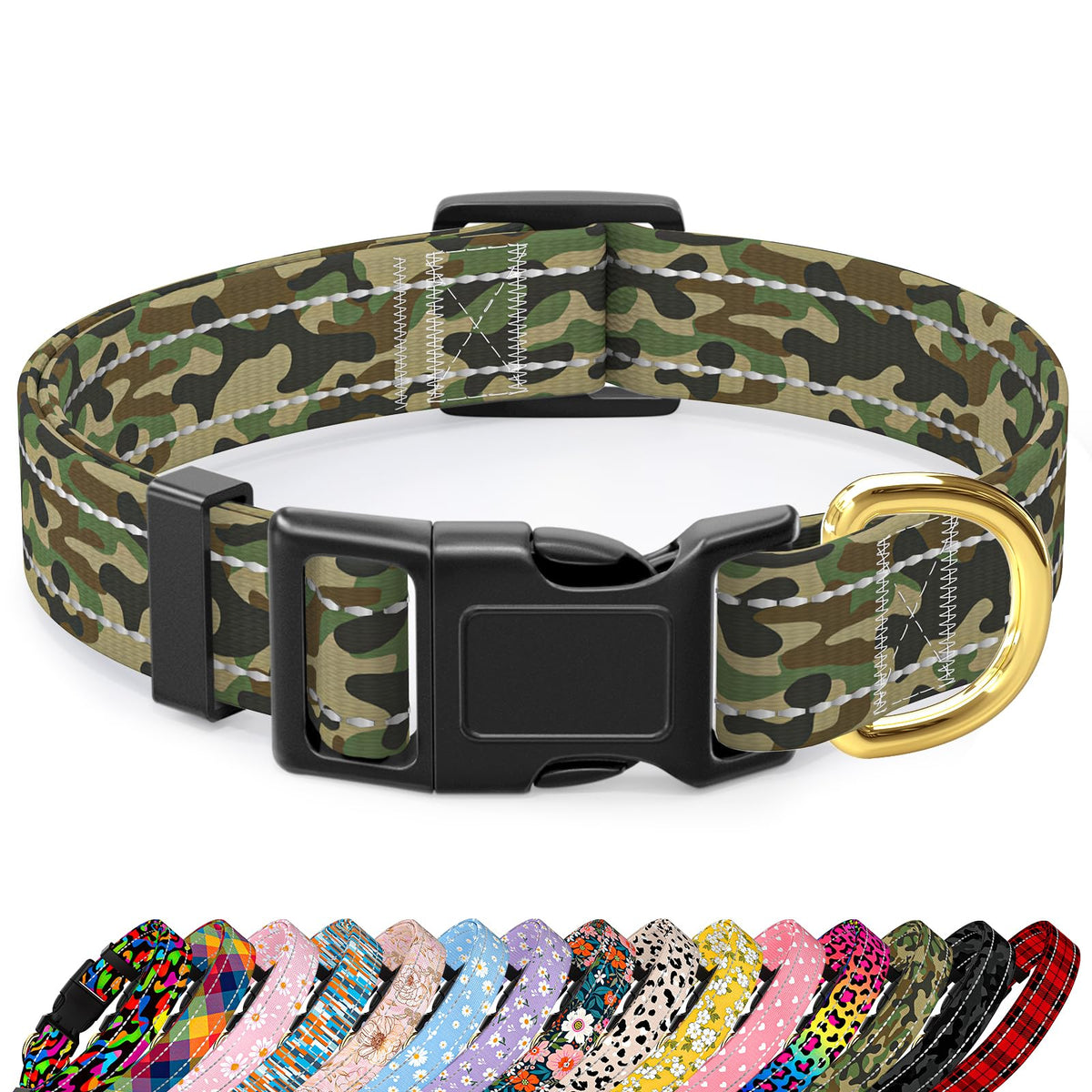 Collar reflectante TMOODEL para perro grande con camuflaje y visibilidad nocturna.