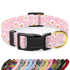 Collar reflectante TMOODEL para perros grandes con Daisy rosa, alta visibilidad nocturna.