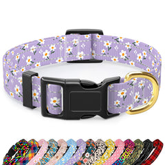 TMOODEL collar reflectivo floral morado y blanco para perros grandes