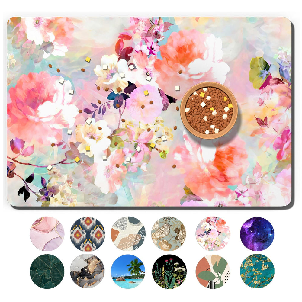 Estera TMOODEL para perros con diseño floral absorbente que mantiene seco el suelo.
