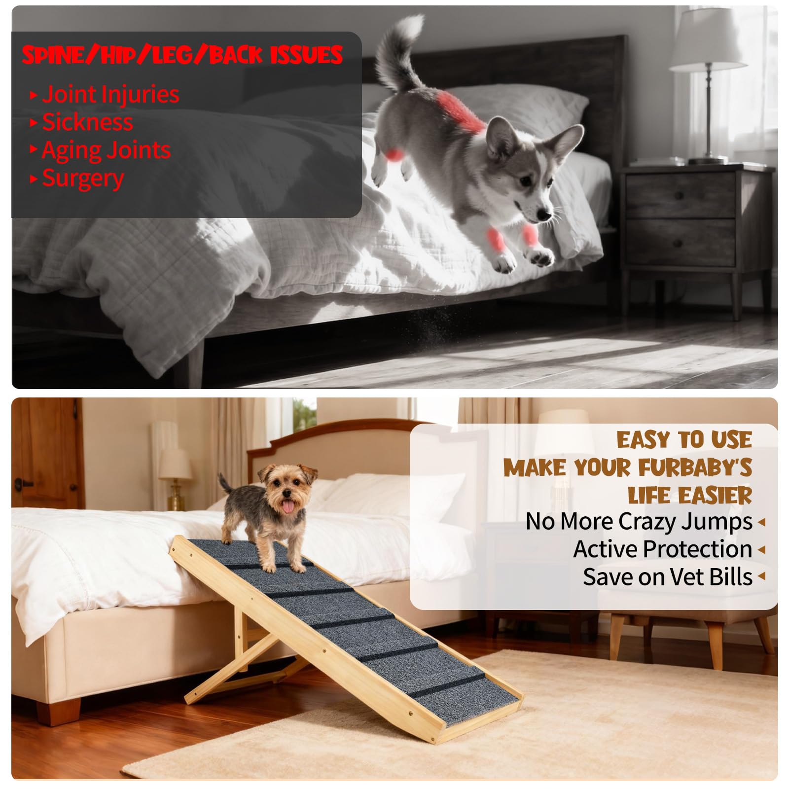 TNELTUEB rampa para perros ideal para cama, sofá o coche.