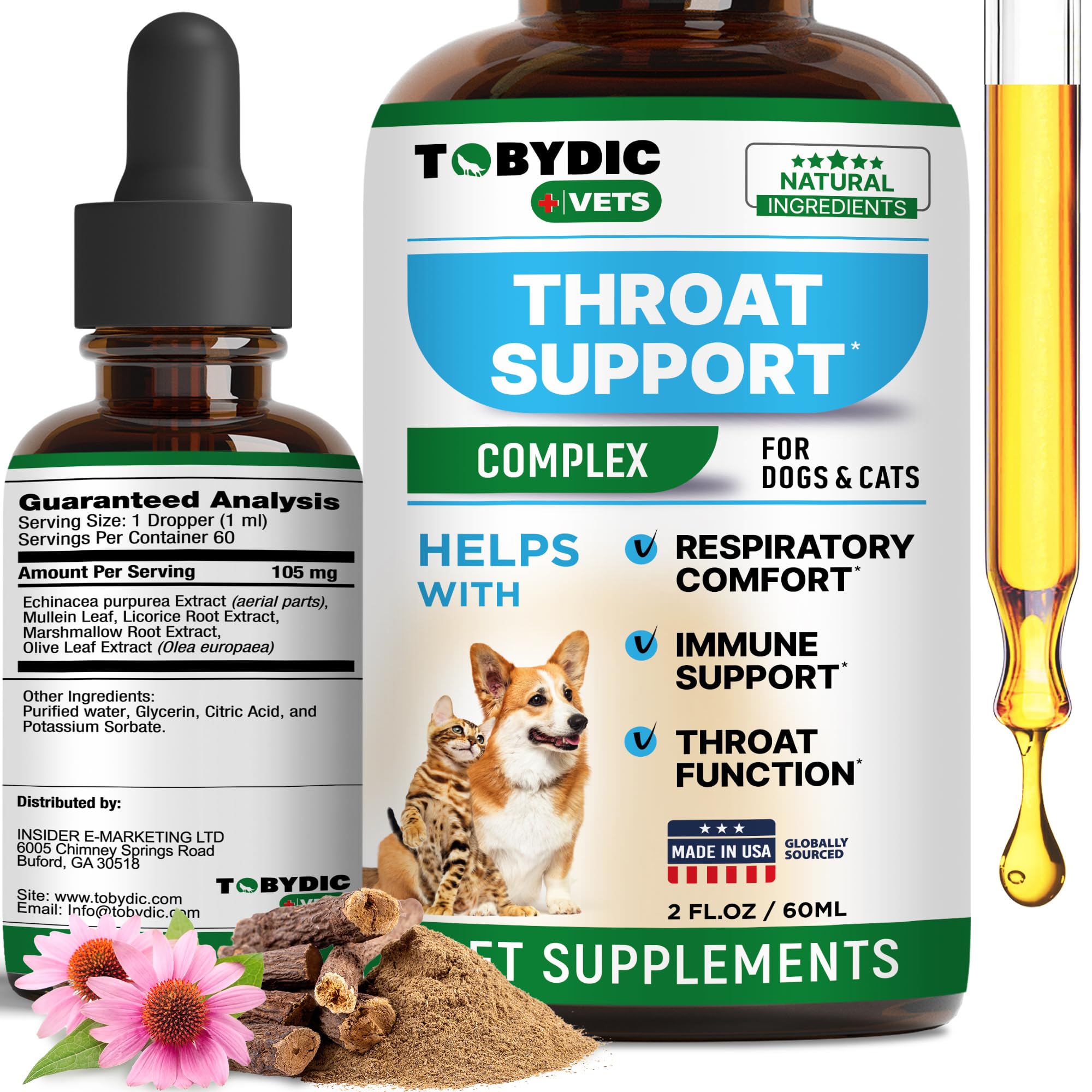 Gotas Tobydic para tos en perros y gatos, alivio natural diario.